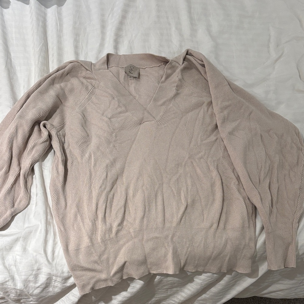 Beige V-Neck Sweater